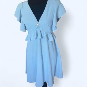 Elegant Light Blue Ruffle Dress size 4